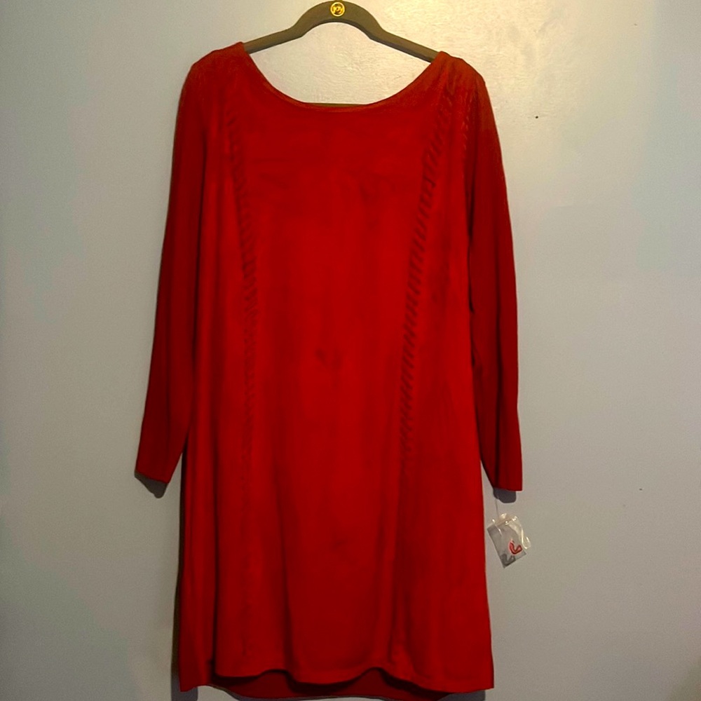 Faux suede mid length dress. NWT